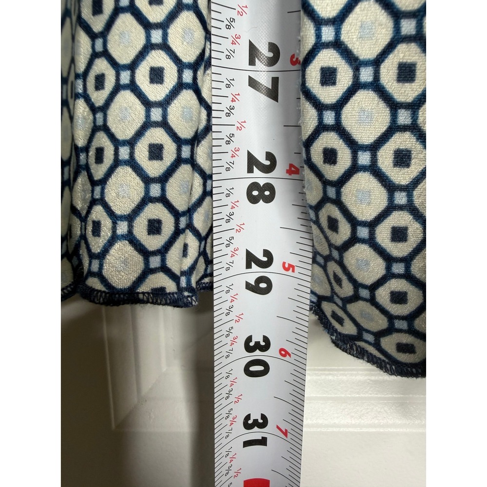 Max Studio Geometric Pleated Maxi Skirt Navy Ivory Coastal Size Small - Picture 5 of 10
